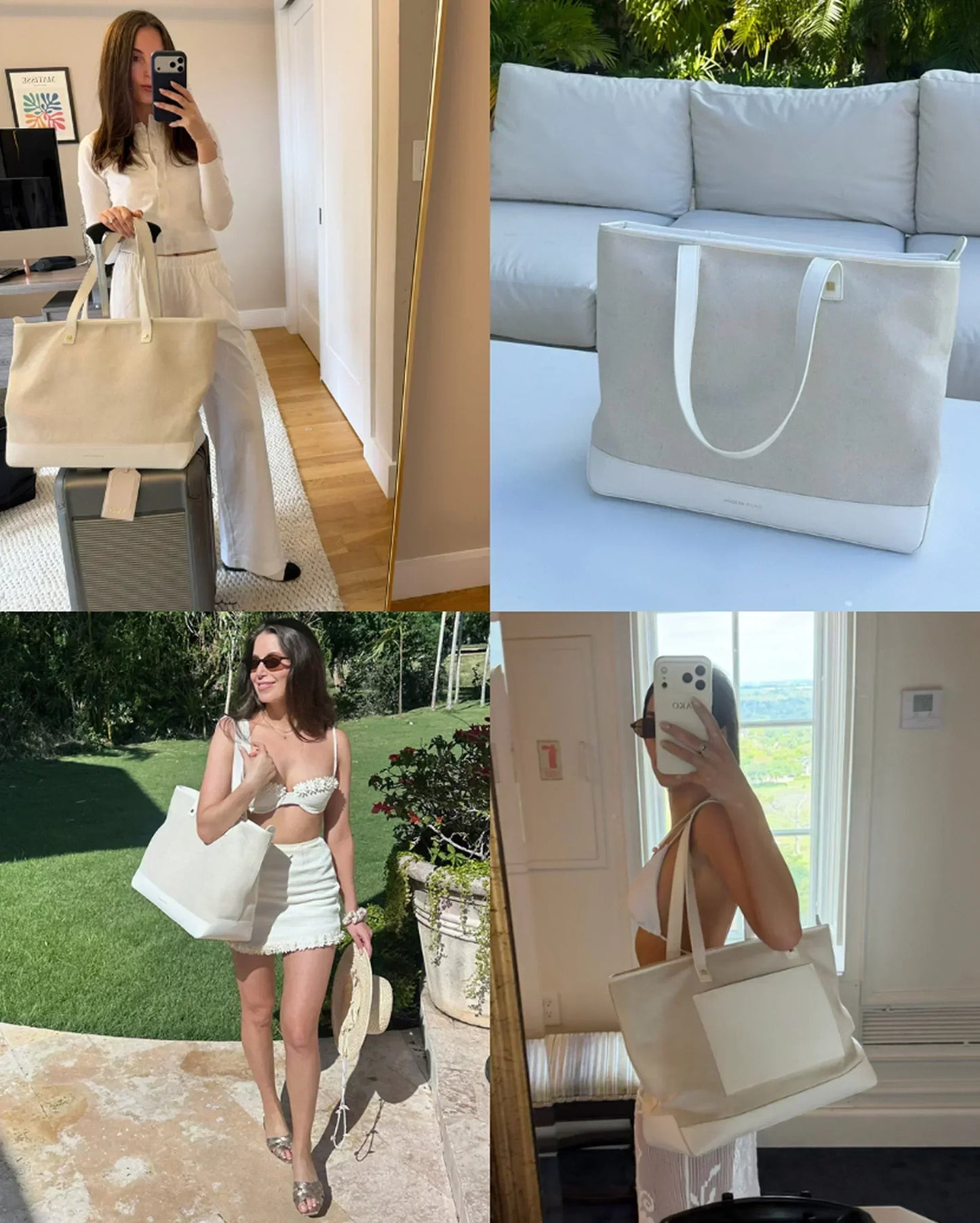 Stylish beige canvas tote bag for travel, work, and everyday use — chic, spacious, and versatile carryall.
