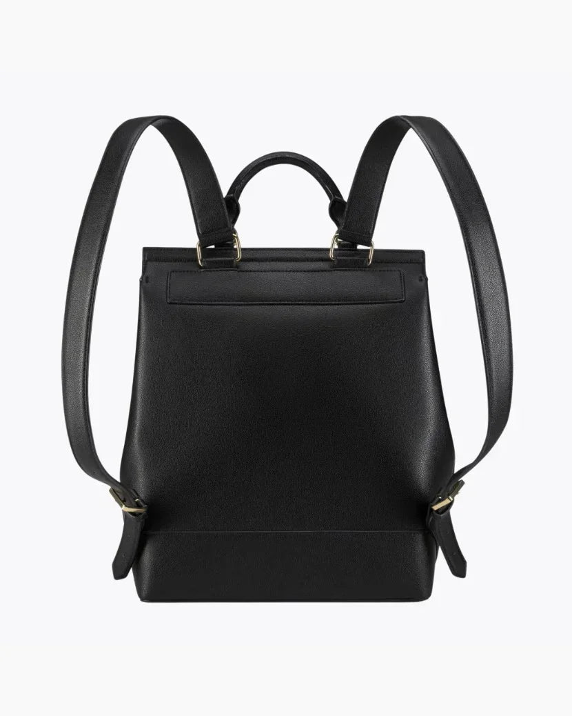 Classic Black Vegan Leather Insulated Backpack for Laptop +  display picture 2