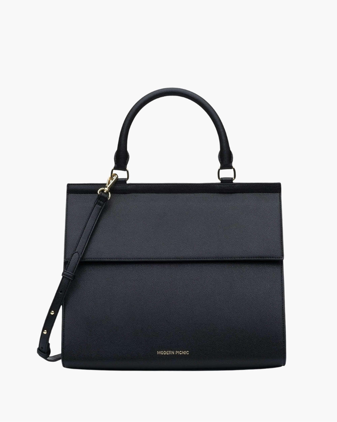 Large Luncher - Black Vegan Leather | Insulated Lunch Bag, 2+