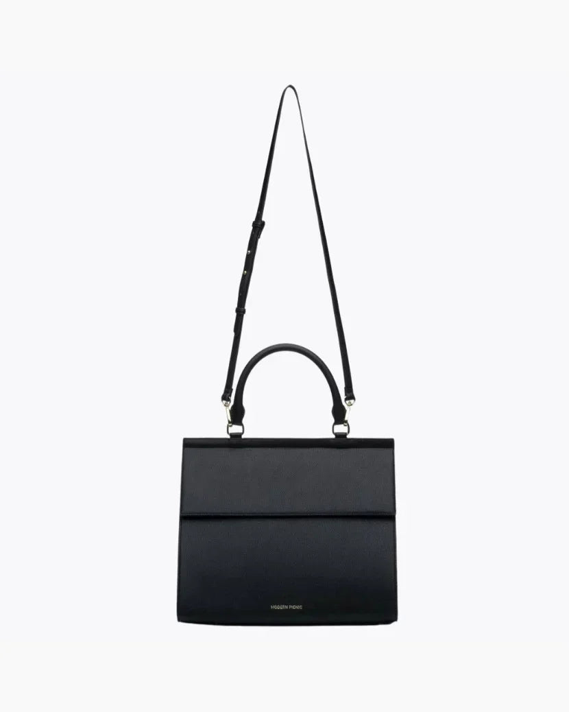 Large Luncher - Black Vegan Leather | Insulated Lunch Bag, 2+