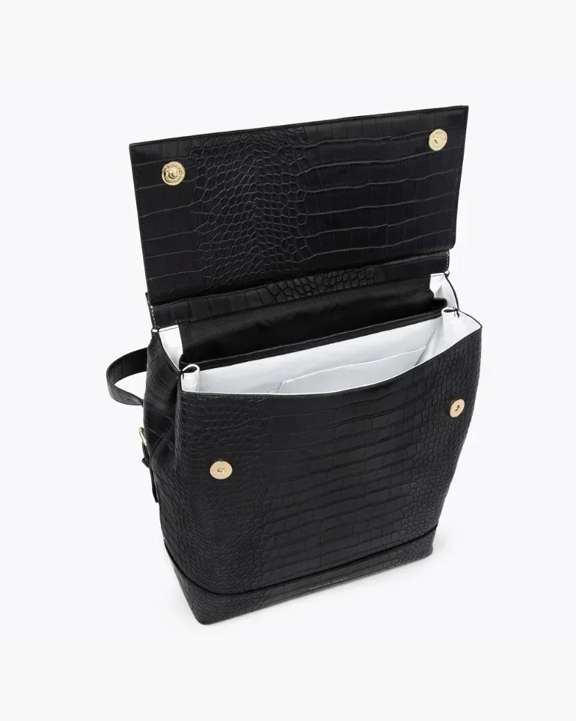 Designer Black Croc Insulated Backpack for Laptop + Work  display picture 1