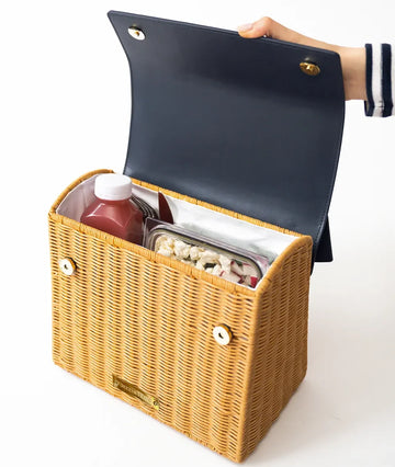 THE LUNCHER - NAVY WICKER WITH GOLD LOGO