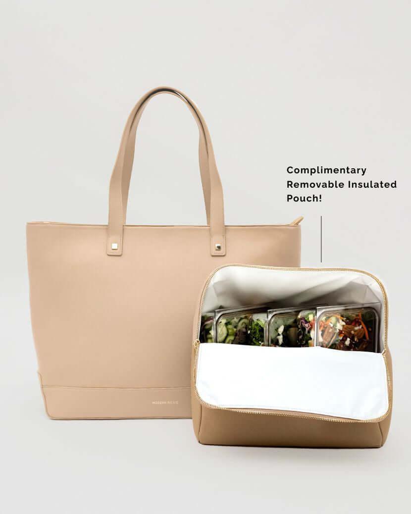 The Tote Bag - Cream Vegan Leather Insulated Lunch & Work Bag The Tote Bag - Cream Vegan Leather Insulated Lunch & Work Bag