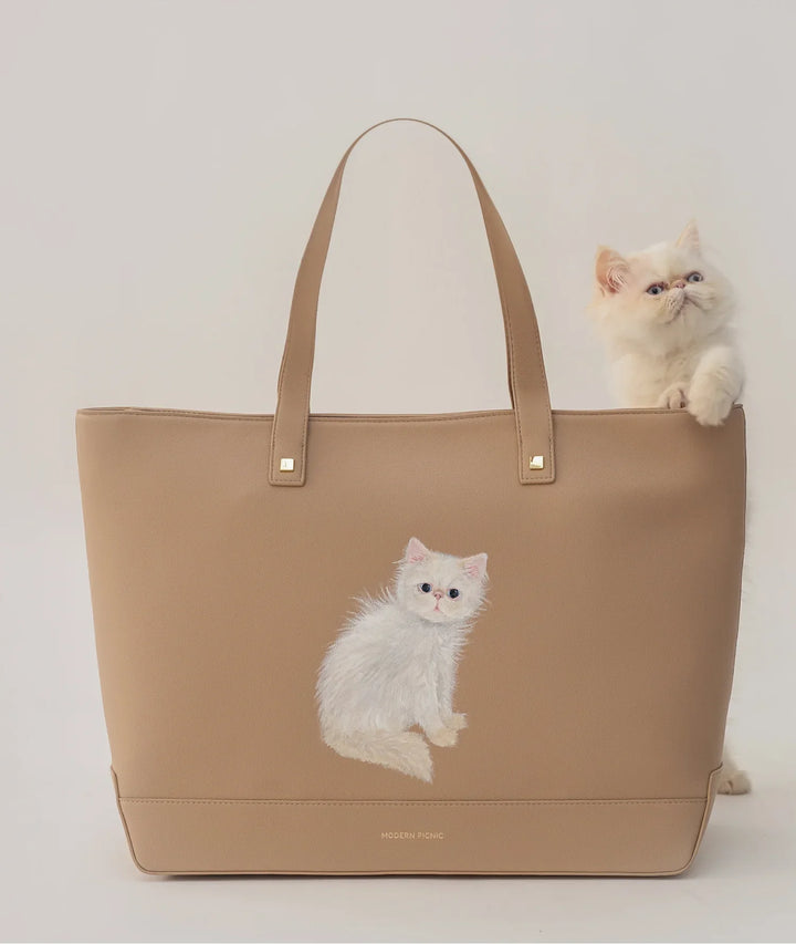 Sac Isotherme Lunch Bag à Motifs Chatons - Coton Beige, Neuf Avec étiquettes, Marque KIUB