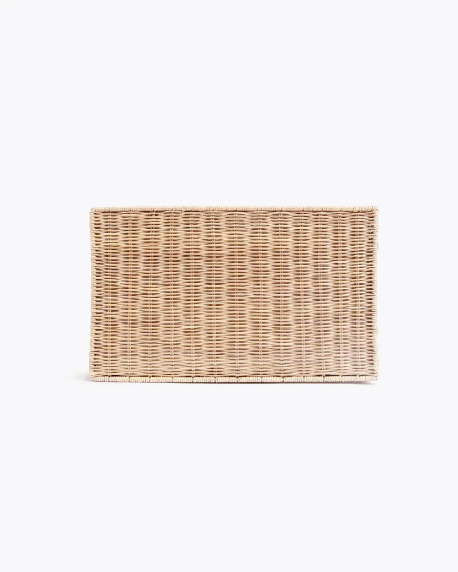 Natural woven wicker picnic basket for outdoor meals and stylish lunch storage