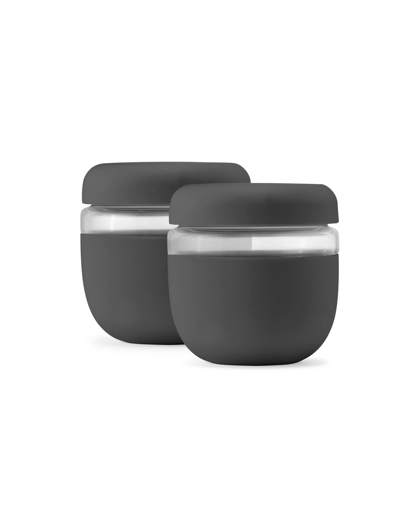 Set of two black, seal-tight, insulated food storage containers with clear lids