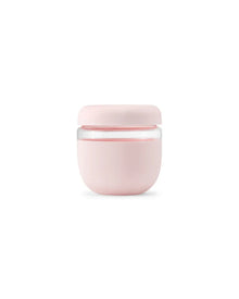 Blush pink 24oz airtight food storage container with clear middle, minimalist design