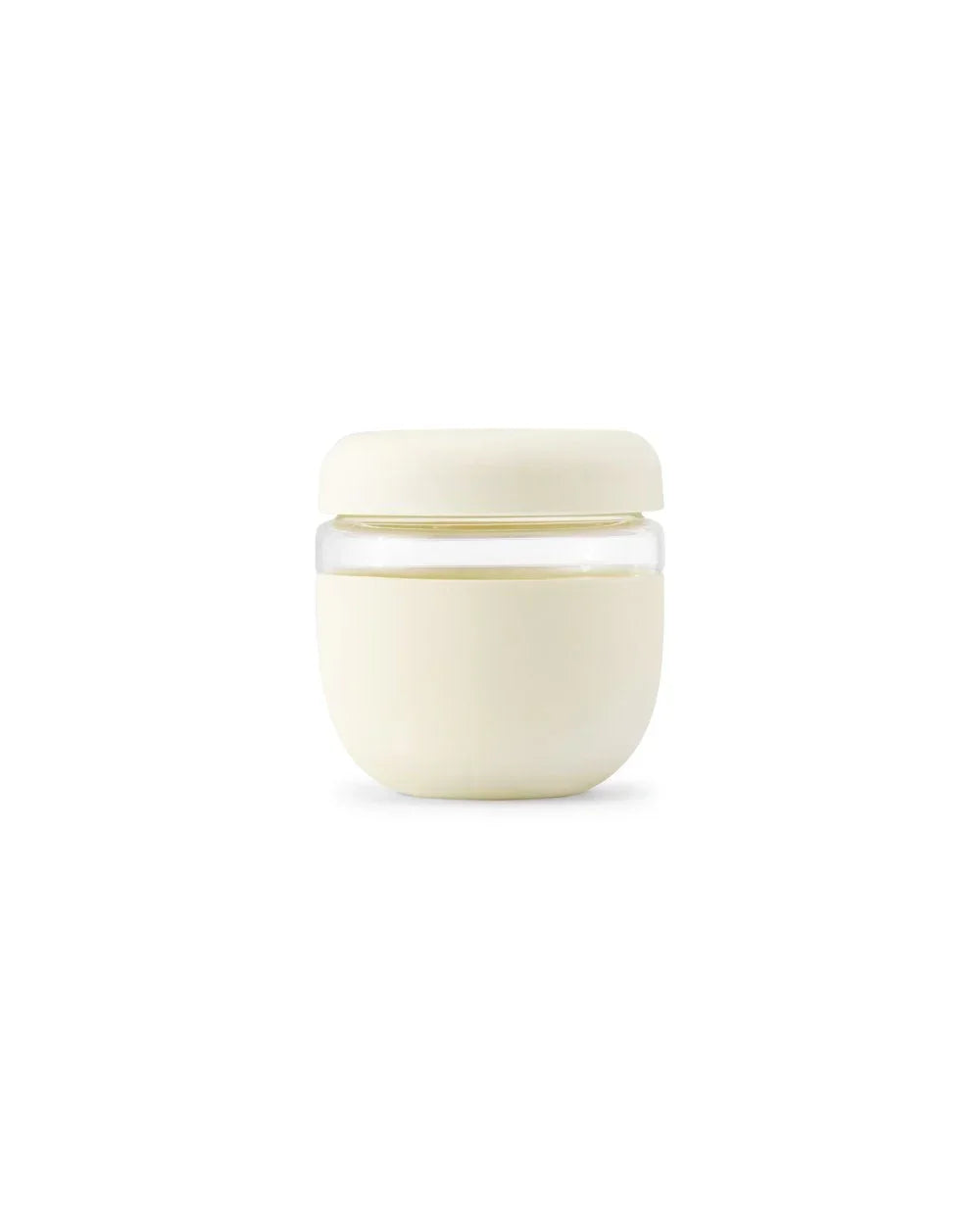 Cream-colored 24oz insulated food storage bowl with seal-tight lid on white background