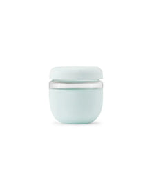 Mint green 24oz seal-tight glass lunch bowl with silicone lid for meal storage