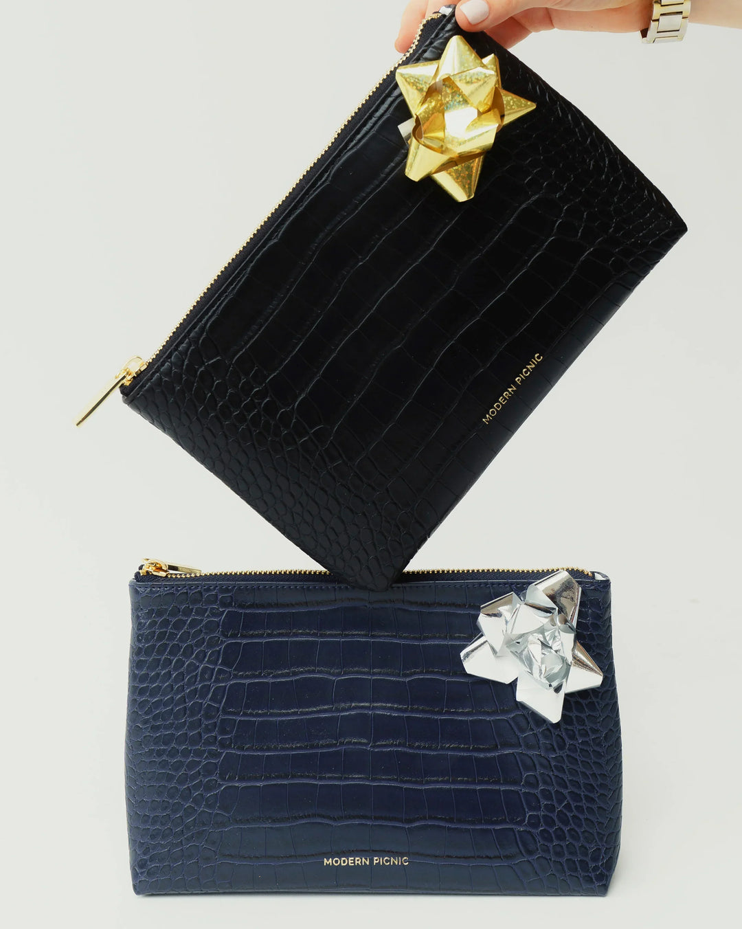 Black Pebble Insulated Snacker Pouch | Chic Vegan Leather Carryall