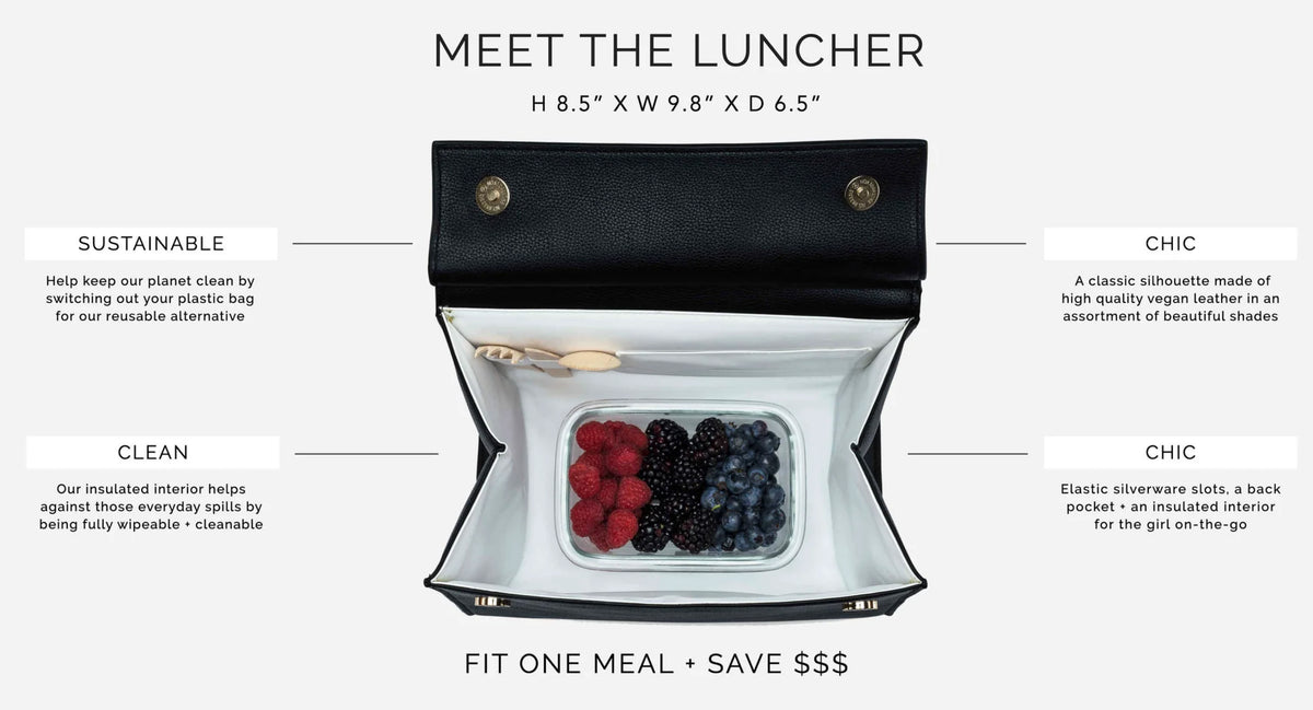 Modern Picnic | Mini Luncher | Small Lunch Bag Purse | Chic Design Made  with Vegan Leather Exterior and Insulated Interior | Sophisticated,  Portable