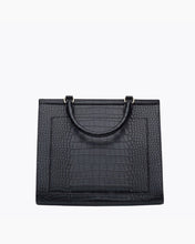 Back view of The Large Luncher - Black Croc with subtle detailing and smooth finish.