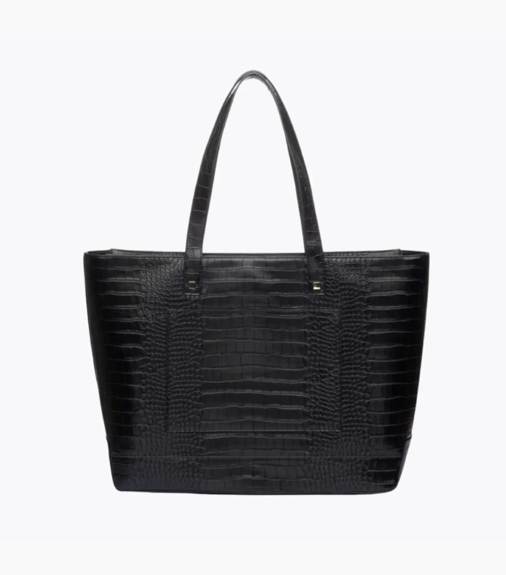 The Tote Bag - Black Croc Vegan Leather Insulated Work Bag  display picture 2