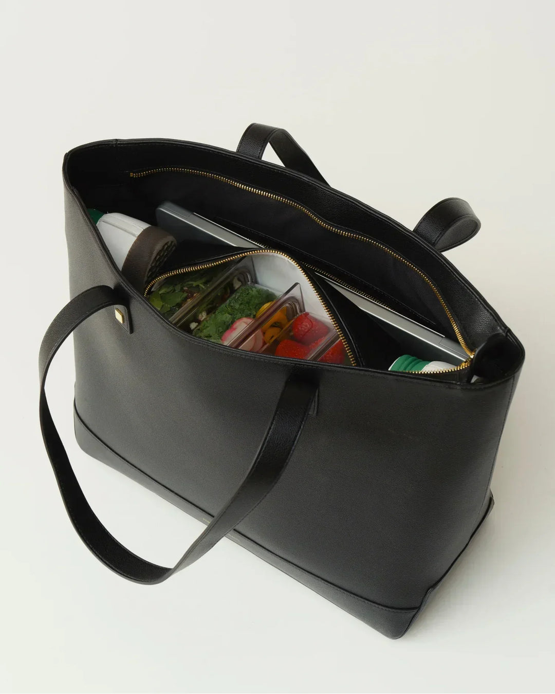 The Tote Bag - Black Vegan Leather Insulated Lunch & Work Bag