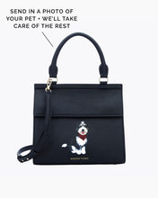 Black Modern Picnic luncher bag with custom painted pet portrait on the front