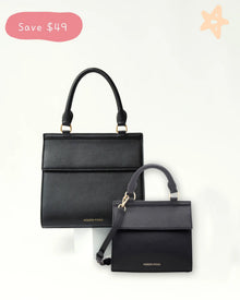Modern Picnic Mommy and Me Set featuring matching black croc bags in large and mini sizes on a white background.