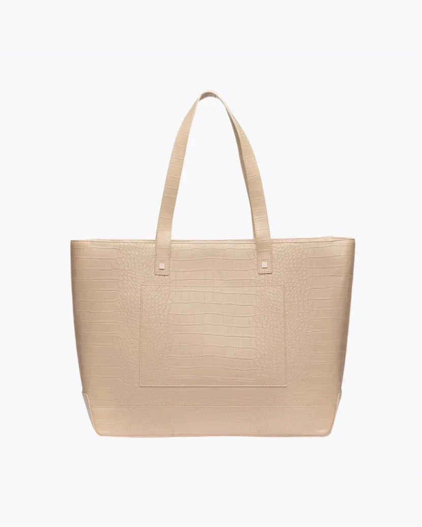 The Tote Bag - Cream Croc Vegan Leather Insulated Work Bag